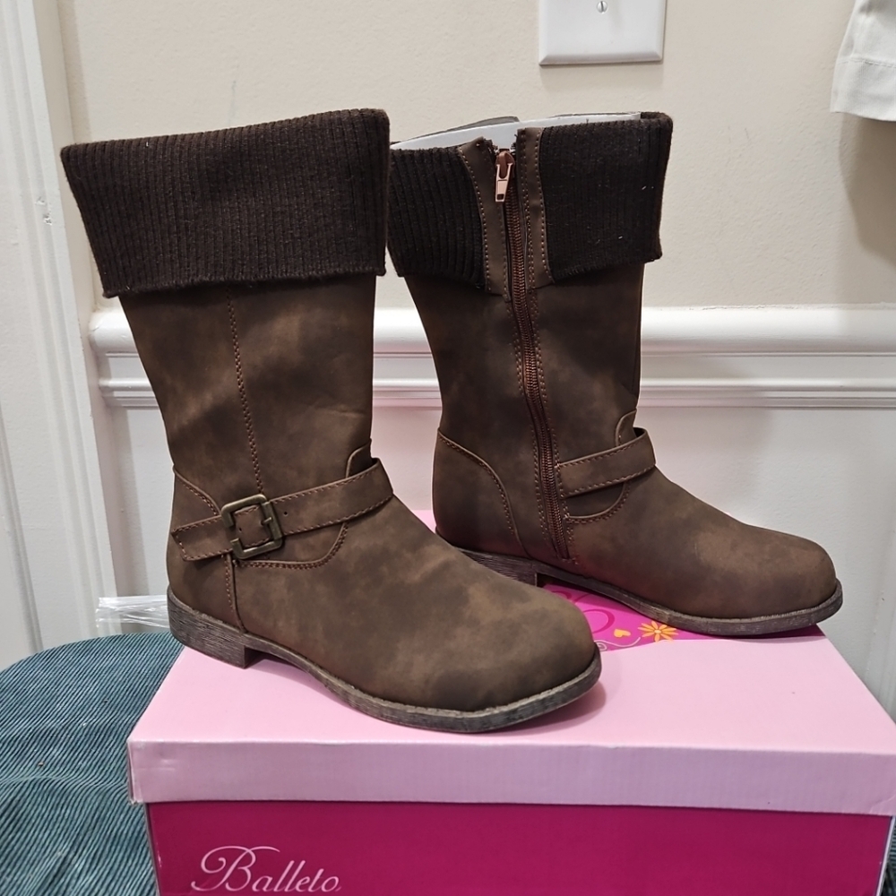 NIB Jumping Jacks Brenna Zip Boot - Brown -3 M US/35 EU